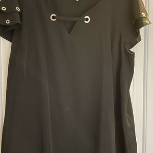 Black Ruffled Short Sleeve Top Size 2X